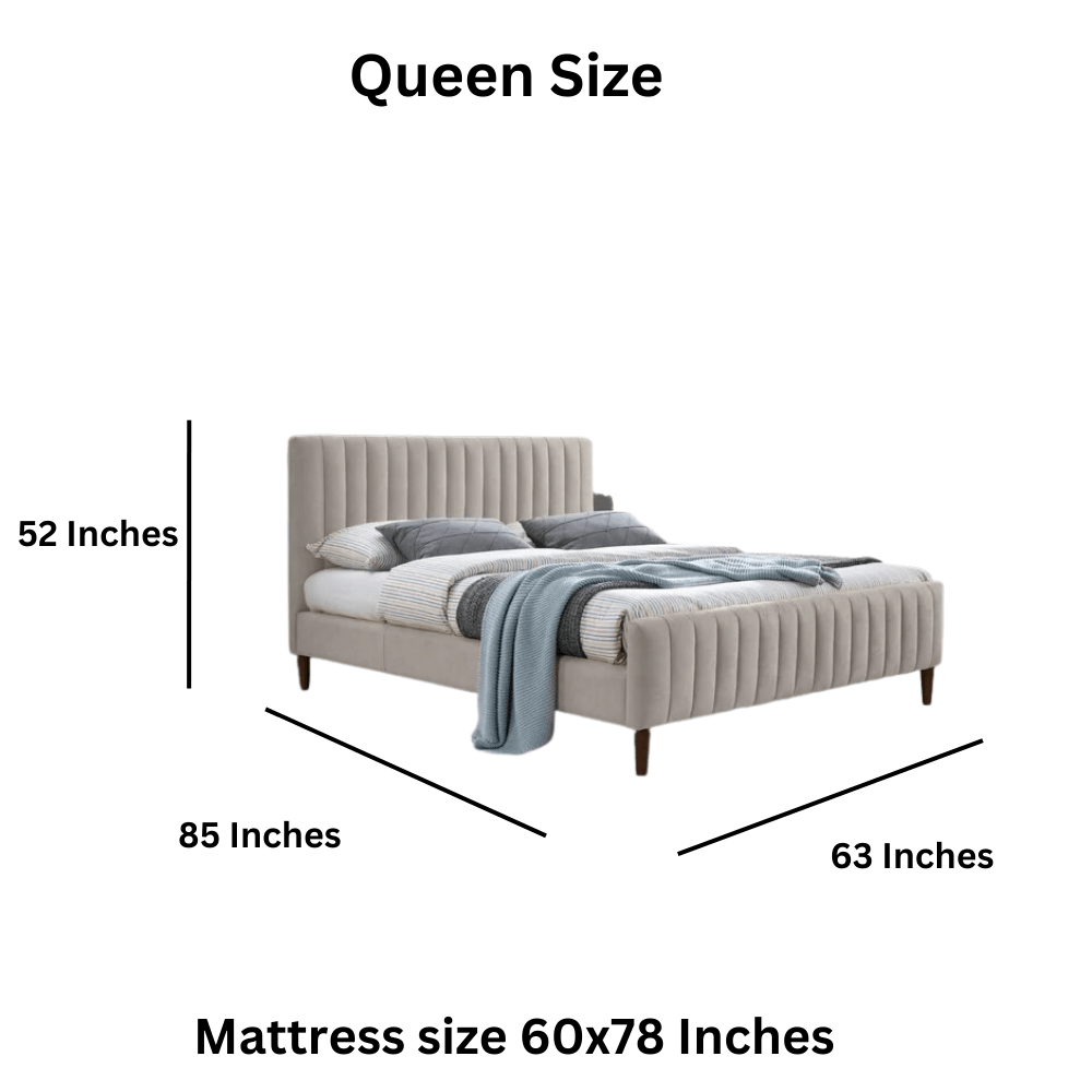 E-Furniture Spain King Size Non Storage Upholstered Bed In Light Grey Color - E-FURNITURE
