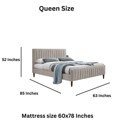 E-Furniture Spain King Size Non Storage Upholstered Bed In Light Grey Color - E-FURNITURE
