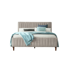 E-Furniture Spain King Size Non Storage Upholstered Bed In Light Grey Color - E-FURNITURE