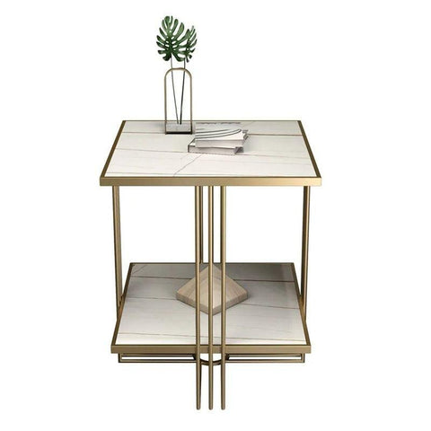 E-Furniture Wichita Side Table marble white