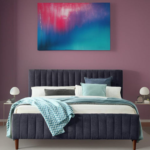 E-Furniture Spain King Size Non Storage Upholstered Bed In Dark Grey Color - E-FURNITURE