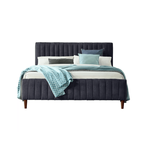 E-Furniture Spain Queen Size Non Storage Upholstered Bed In Dark Grey Color - E-FURNITURE