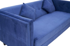 E-Furniture | Serene Sapphire Three-Seater Sofa, Oceanic Blue