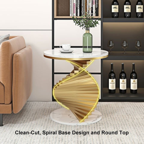 E-Furniture SanFrancisco Side Table marble white