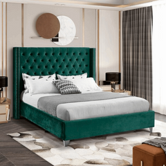E-Furniture Aussie King Size Non Storage Upholstered Bed In Light Grey Color