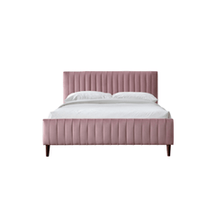 E-Furniture Spain King Size Non Storage Upholstered Bed In Dark Pink Color - E-FURNITURE