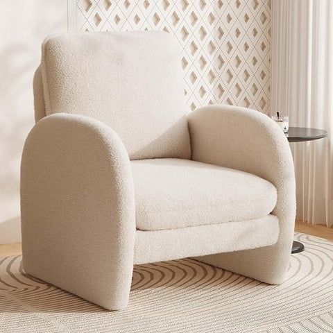 E- Furniture Zoho Upholstered chair in Sued In Cream color