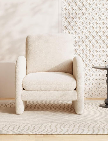 E- Furniture Zoho Upholstered chair in Sued In Cream color