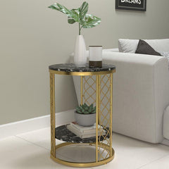E-Furniture Sacramento Side Table marble white