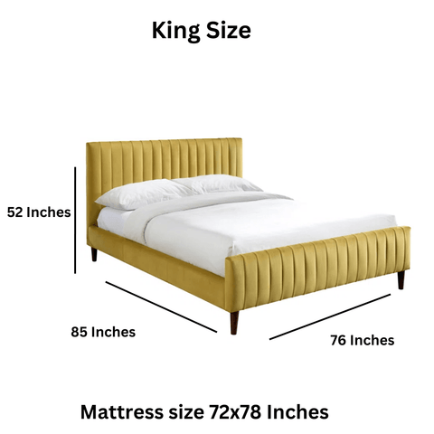 E-Furniture Spain King Size Non Storage Upholstered Bed In Yellow Color - E-FURNITURE
