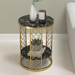 E-Furniture Sacramento Side Table marble white