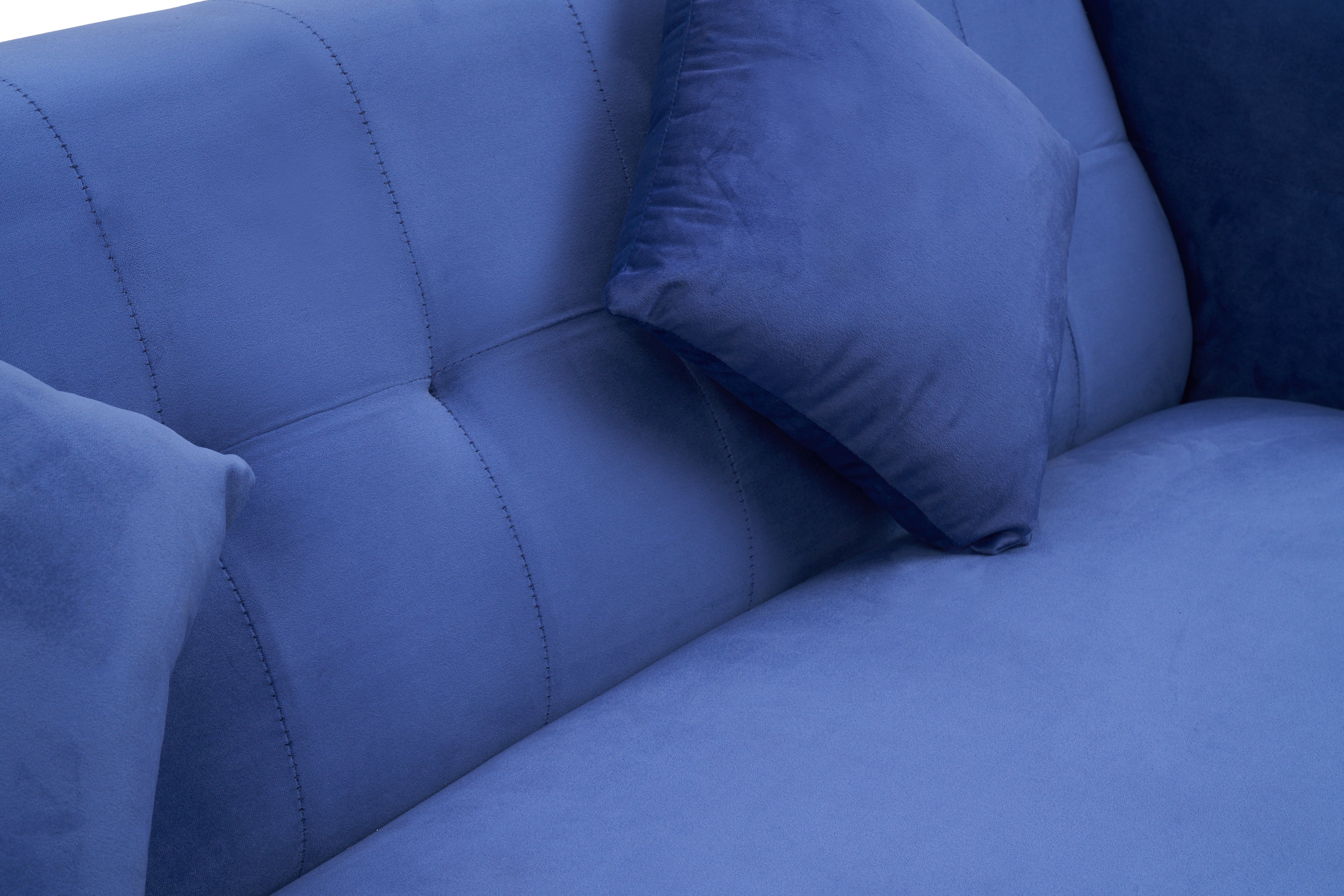 E-Furniture | Serene Sapphire Three-Seater Sofa, Oceanic Blue