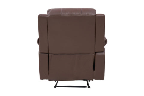 E-Furniture choco recliner single seater manual in brown color leatherette - E-FURNITURE