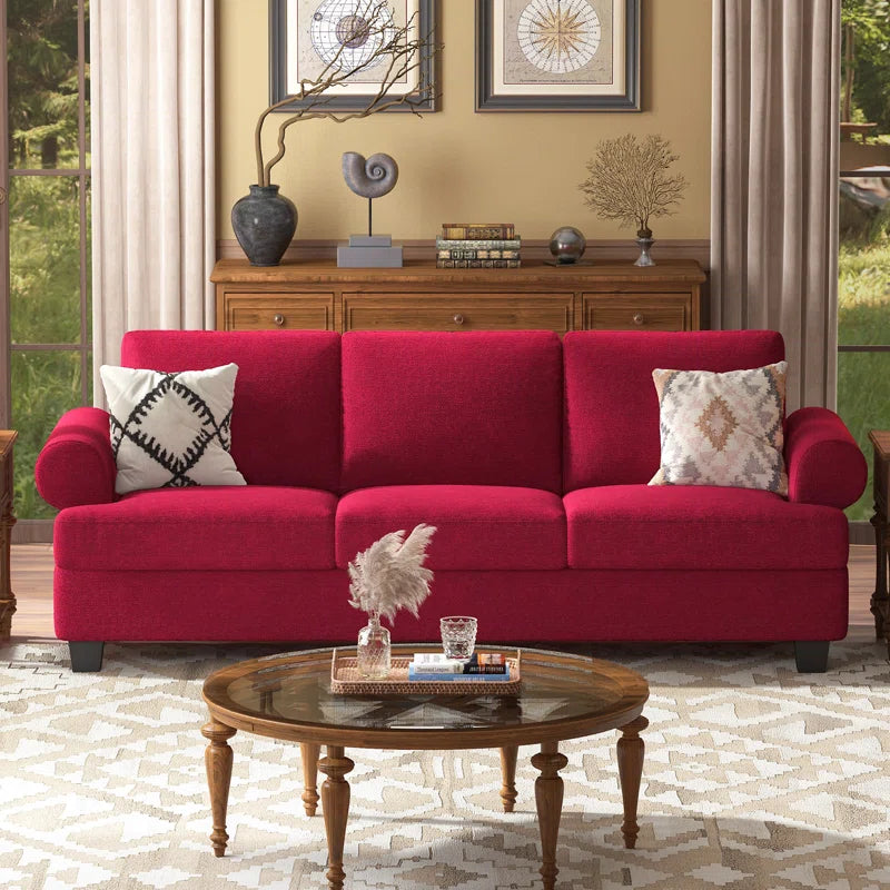 Dotnet Sofa Couch In Maroon Color by E-furniture
