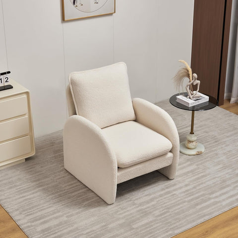 E- Furniture Zoho Upholstered chair in Sued In Cream color