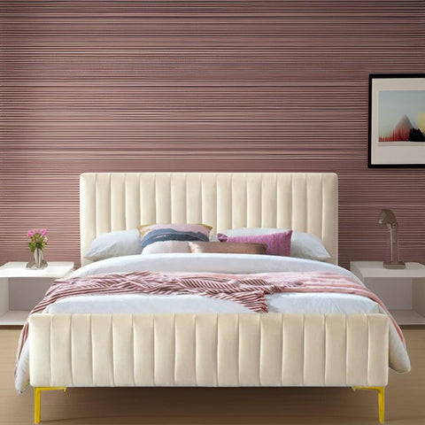 E-Furniture Spain Queen Size Non Storage Upholstered Bed In Biege Color - E-FURNITURE