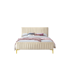 E-Furniture Spain King Size Non Storage Upholstered Bed In Biege Color - E-FURNITURE