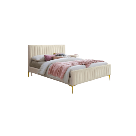 E-Furniture Spain King Size Non Storage Upholstered Bed In Biege Color - E-FURNITURE