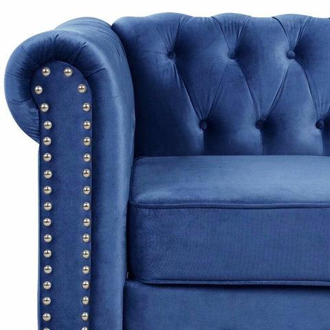 E-Furniture Munich chesterfield Couch | 3 Seater Couch In Blue Colour - E-FURNITURE