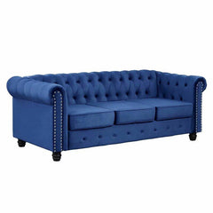E-Furniture Munich chesterfield Couch | 3 Seater Couch In Blue Colour - E-FURNITURE