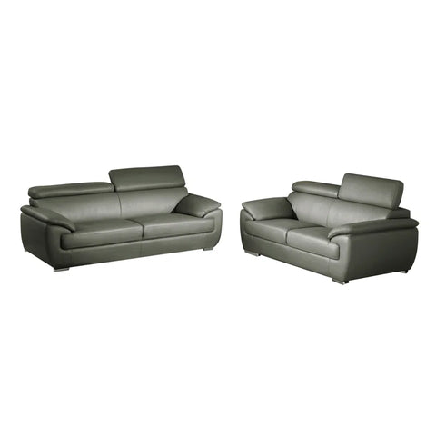 ClickUp Sofa Set In Grey Color Leatherette by E-furniture