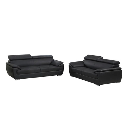 ClickUp Sofa Set In Black Leatherette by E-furniture