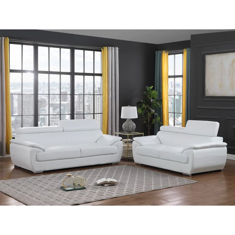 ClickUp Sofa Set In White Color Leatherette by E-furniture