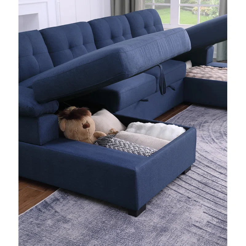 E-Furniture Zoom Sofa Cum Bed | Sofa Cum Bed In Blue Color