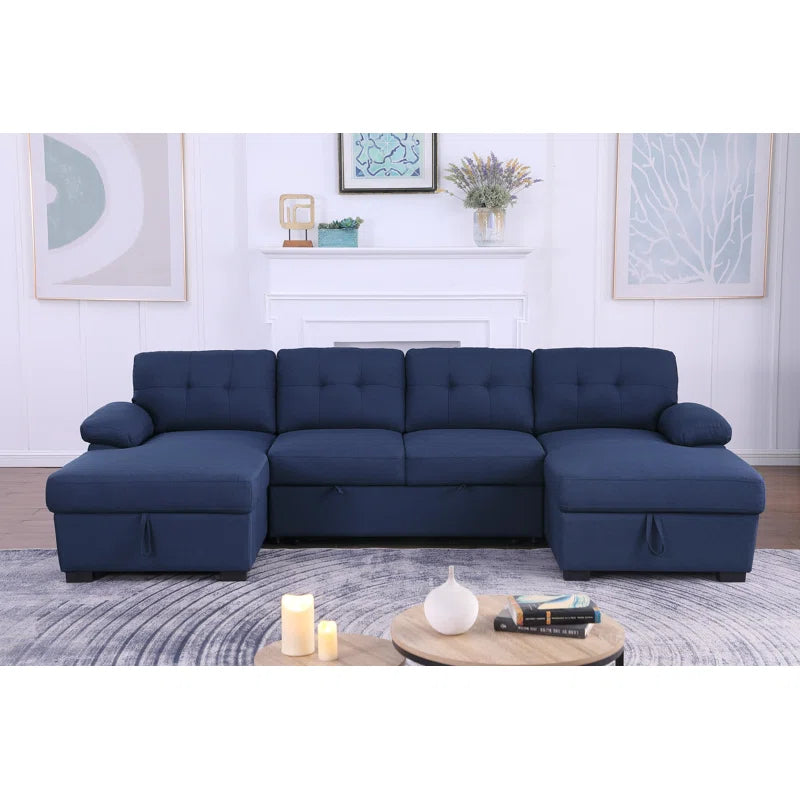 E-Furniture Zoom Sofa Cum Bed | Sofa Cum Bed In Blue Color
