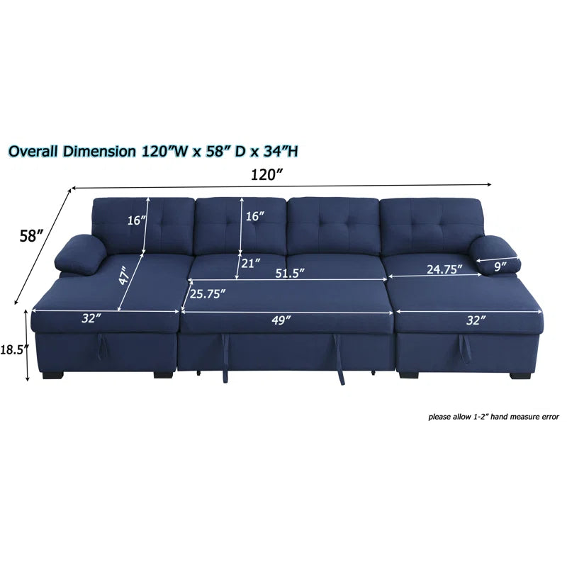 E-Furniture Zoom Sofa Cum Bed | Sofa Cum Bed In Blue Color