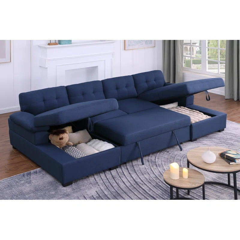 E-Furniture Zoom Sofa Cum Bed | Sofa Cum Bed In Blue Color