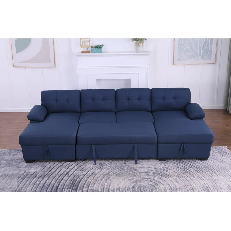 E-Furniture Zoom Sofa Cum Bed | Sofa Cum Bed In Blue Color