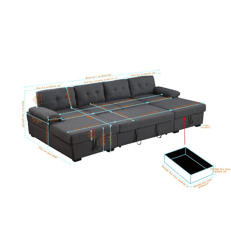 E-Furniture Zoom Sofa Cum Bed | Sofa Cum Bed In Grey Color