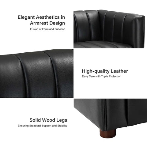 Pipedrive Sofa Couch In Black Color Leatherette by E-furniture