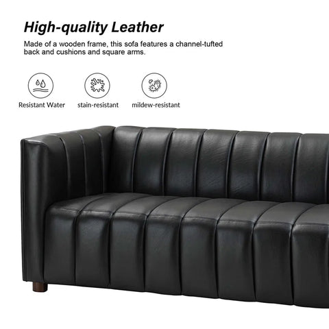 Pipedrive Sofa Couch In Black Color Leatherette by E-furniture