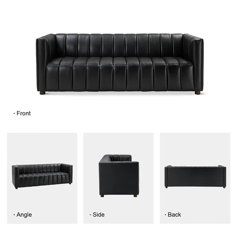 Pipedrive Sofa Couch In Black Color Leatherette by E-furniture