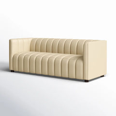 Asana Sofa Couch In Cream Color Leatherette by E-furniture