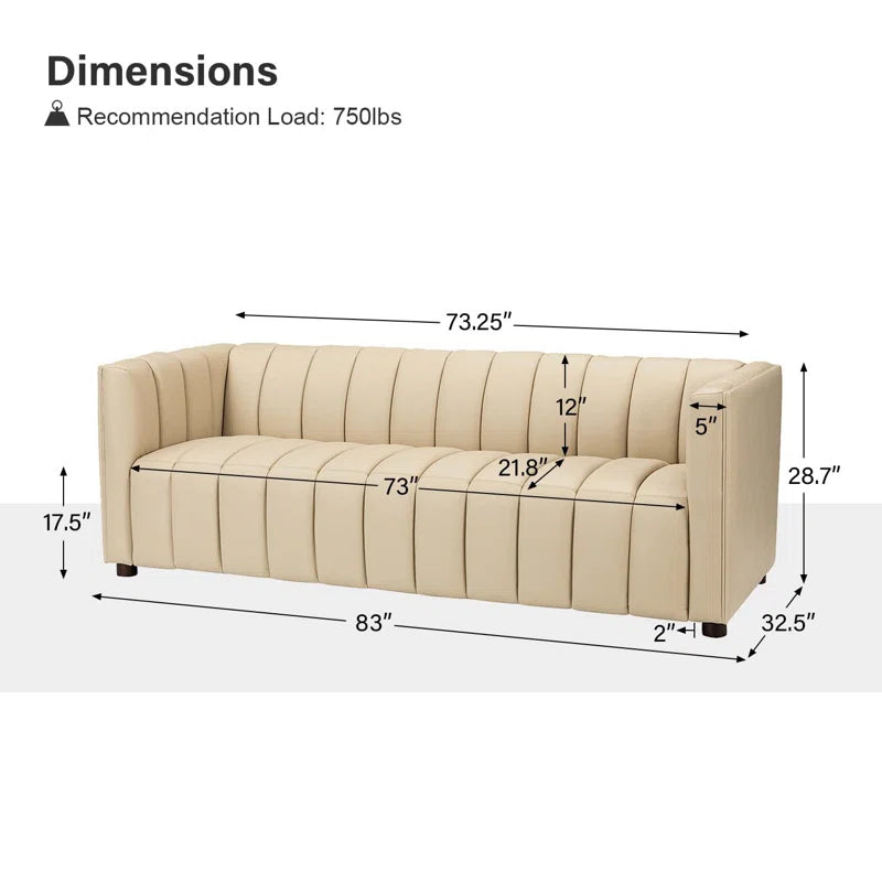 Asana Sofa Couch In Cream Color Leatherette by E-furniture