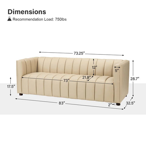 Asana Sofa Couch In Cream Color Leatherette by E-furniture