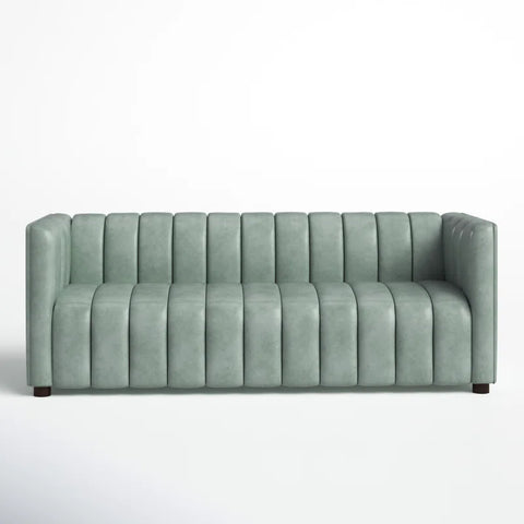Pipedrive Sofa Couch In Peach Blue Color Leatherette by E-furniture
