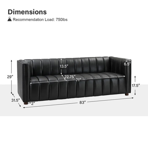 Pipedrive Sofa Couch In Black Color Leatherette by E-furniture
