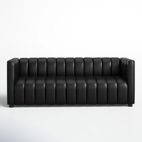 Pipedrive Sofa Couch In Black Color Leatherette by E-furniture