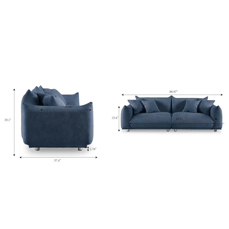 Finesse Sofa Couch In Blue Color by E-furniture