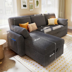 E-Furniture Tableau Sofa Cum Bed | Sofa Cum Bed In Grey  Color