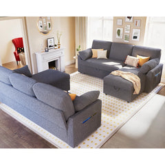 E-Furniture Tableau Sofa Cum Bed | Sofa Cum Bed In Grey  Color