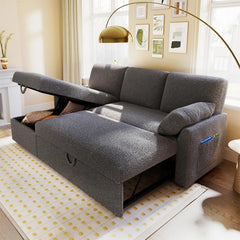 E-Furniture Tableau Sofa Cum Bed | Sofa Cum Bed In Grey  Color