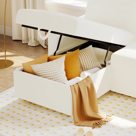 E-Furniture Tableau Sofa Cum Bed | Sofa Cum Bed In Cream Color