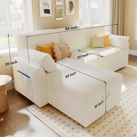 E-Furniture Tableau Sofa Cum Bed | Sofa Cum Bed In Cream Color