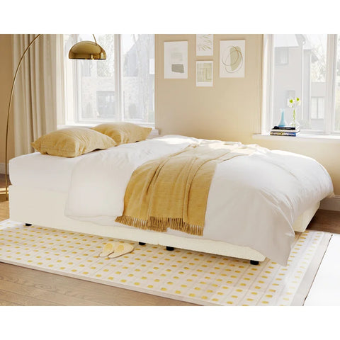E-Furniture Tableau Sofa Cum Bed | Sofa Cum Bed In Cream Color