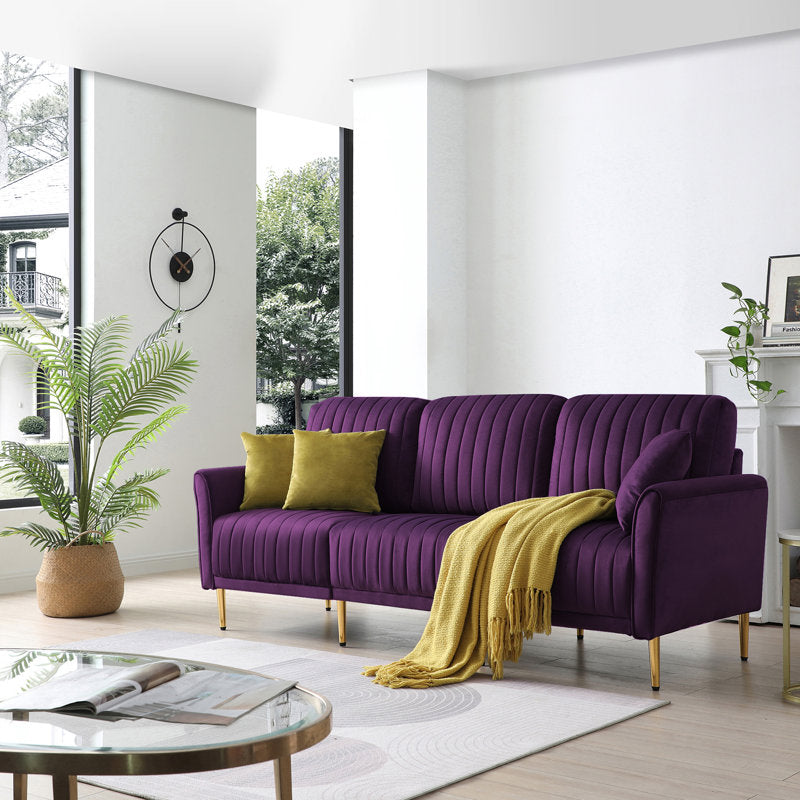 E-Furniture | Majestic Velvet Sofa, Royal Purple